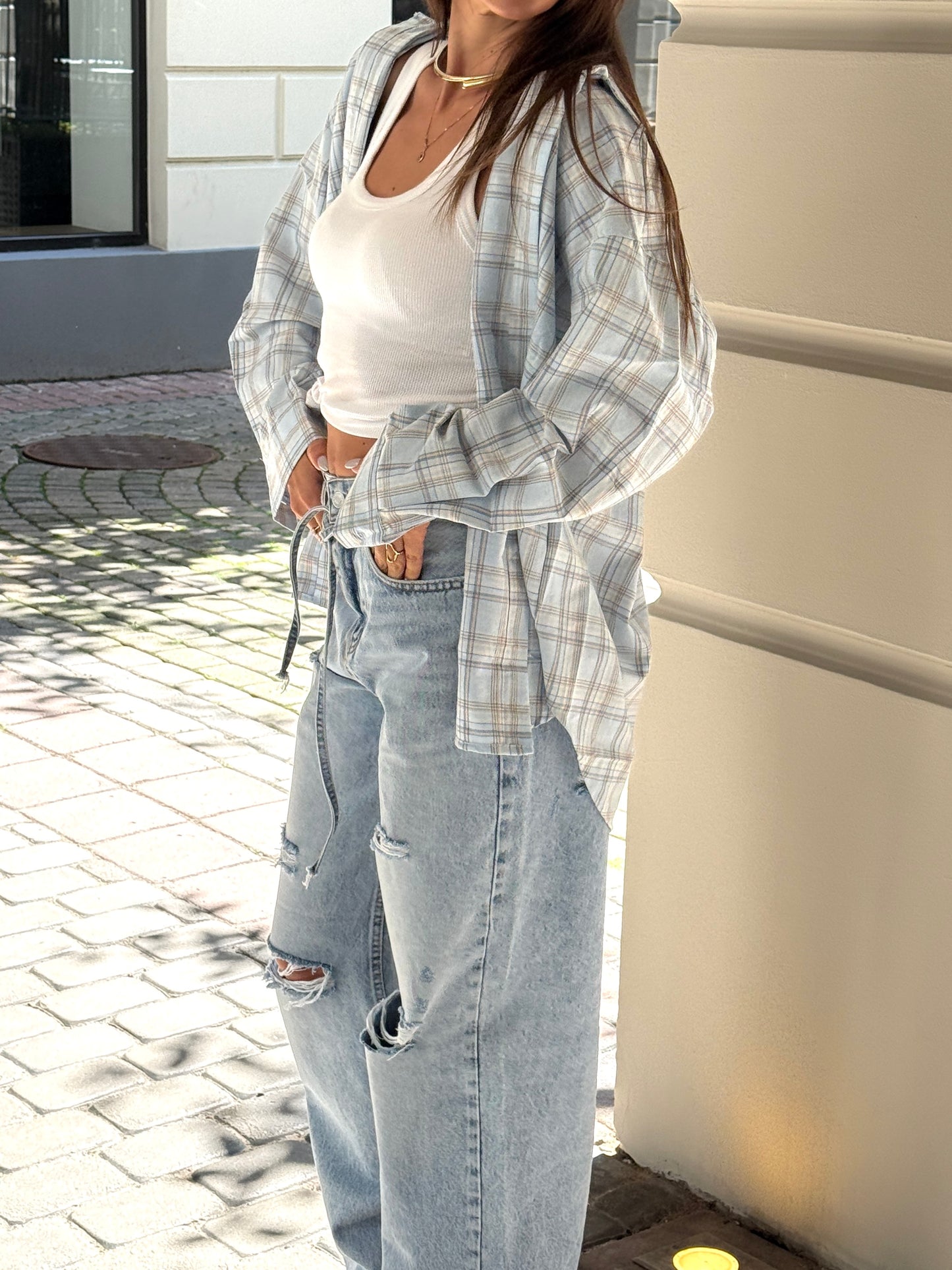 CHECKERED SHIRT “Baby Blue”