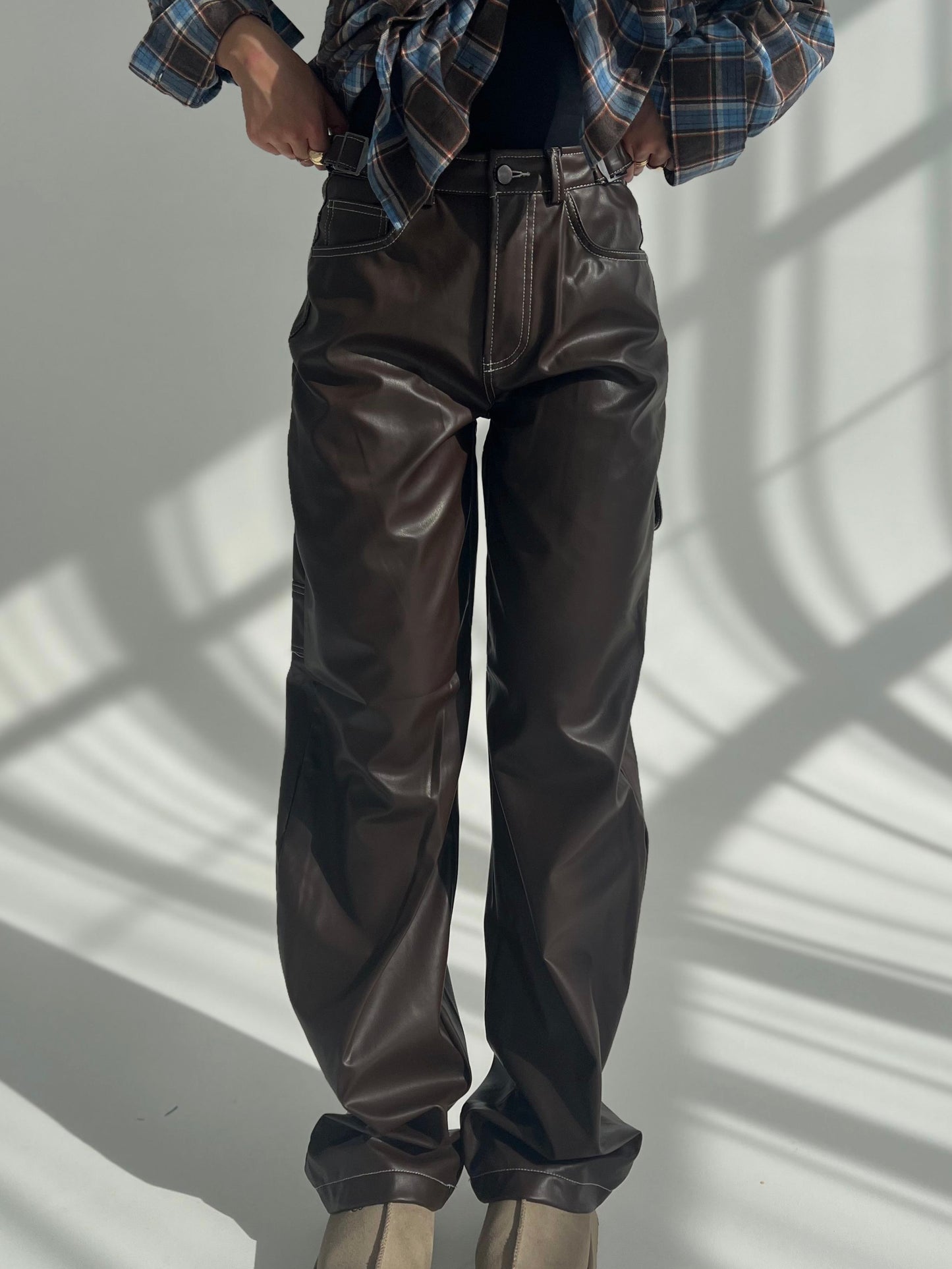 Leather Pants “Espresso Wide-Leg”