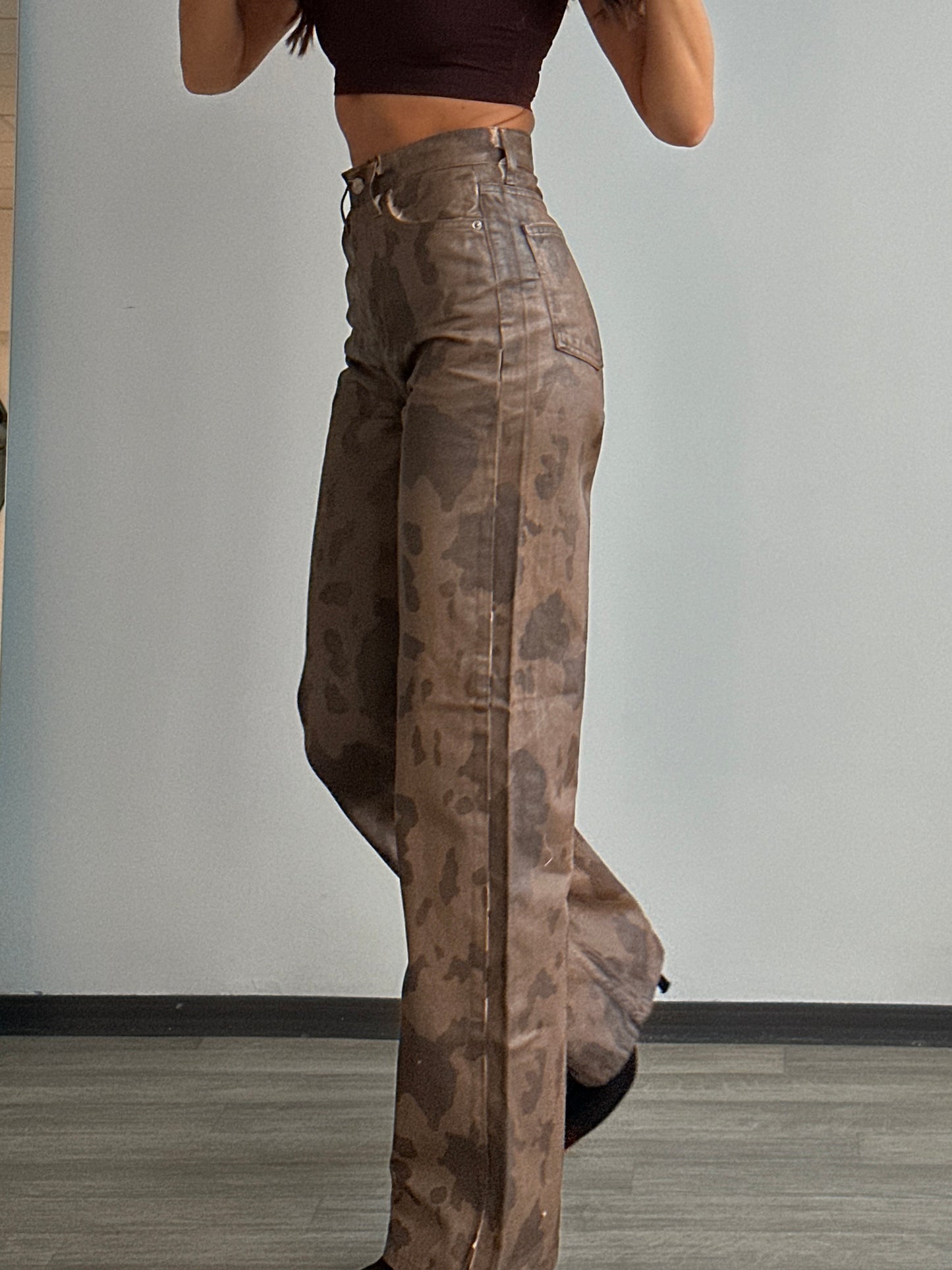 BROWN ECO LEATHER PANTS