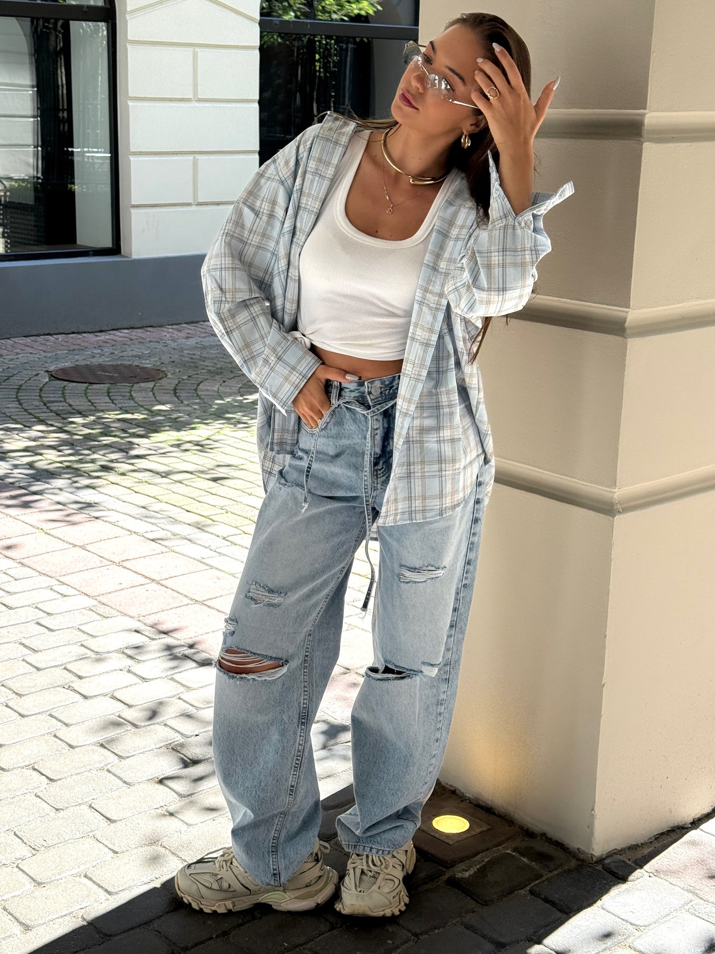 CHECKERED SHIRT “Baby Blue”