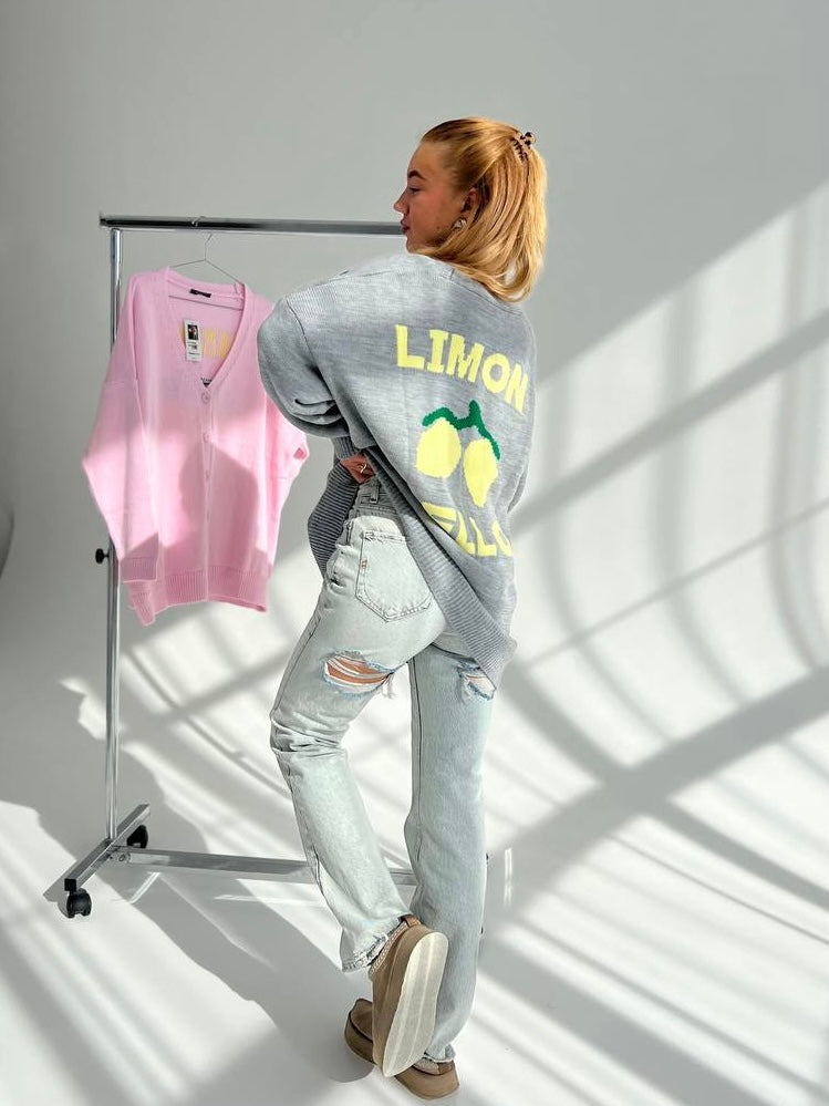 CARDIGAN “Limoncello” in grey