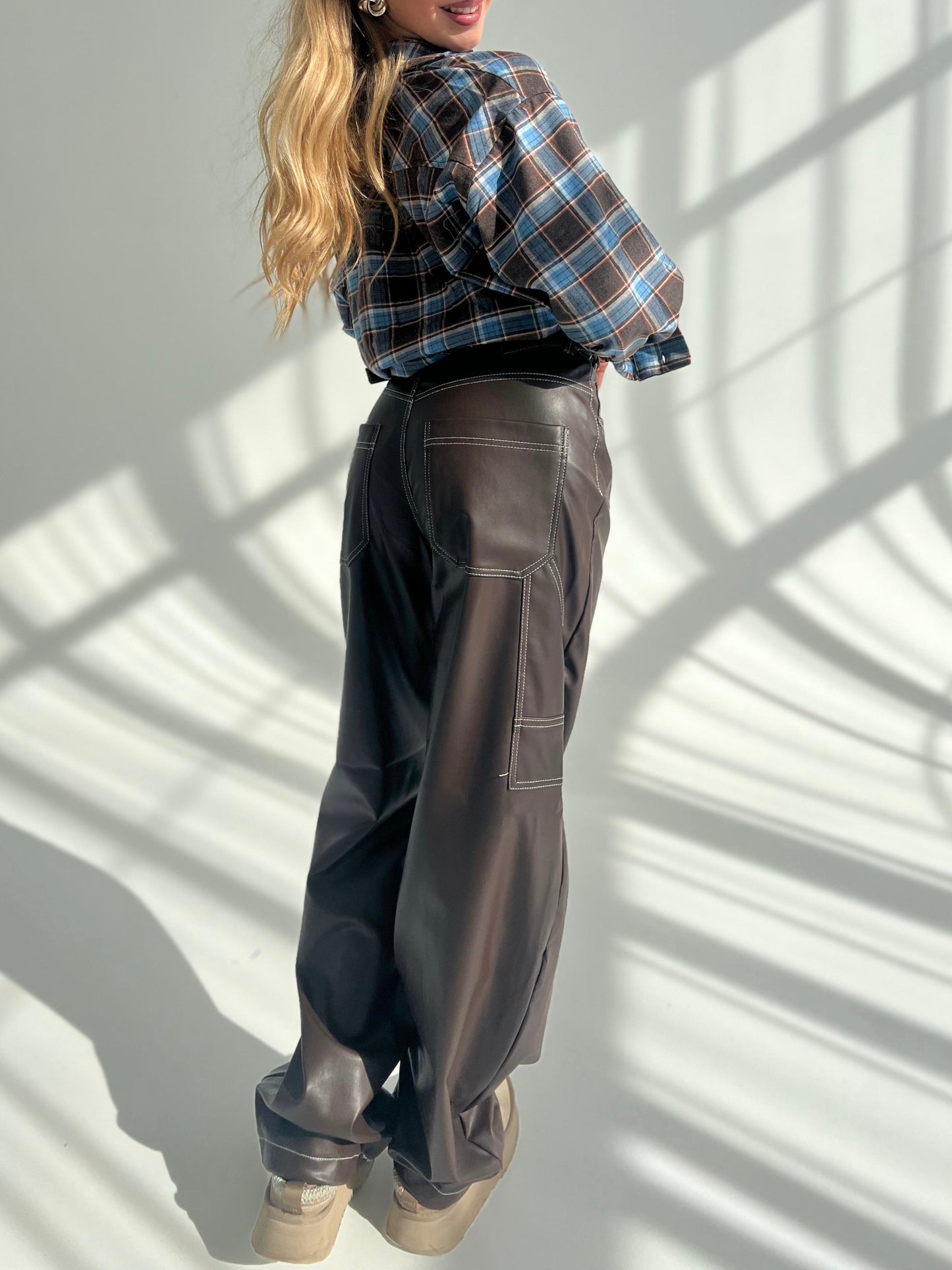 Leather Pants “Espresso Wide-Leg”