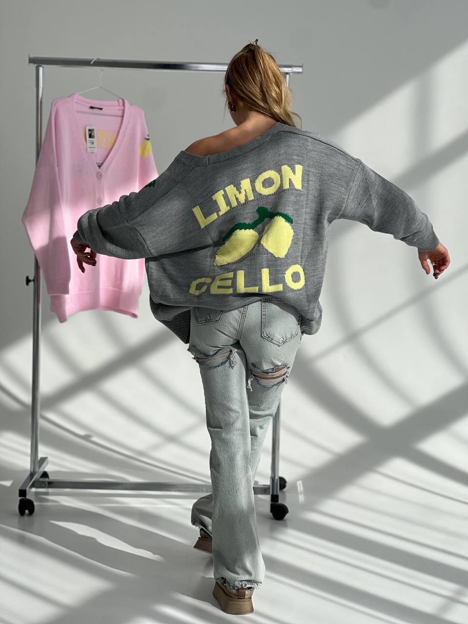 CARDIGAN “Limoncello” in grey