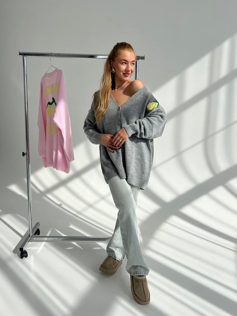 CARDIGAN “Limoncello” in grey