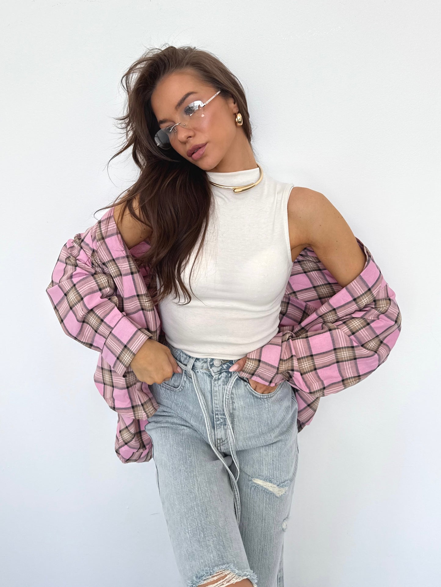 CHECKERED SHIRT “Brown&Pink”