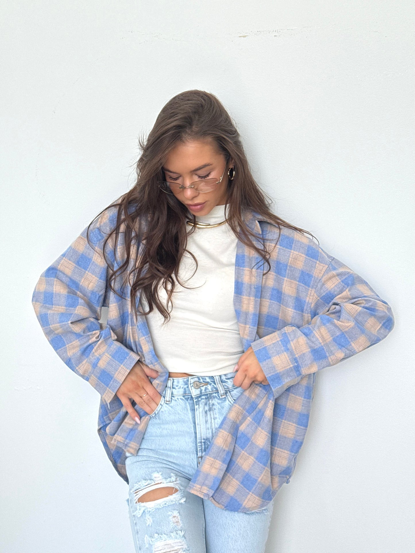 CHECKERED SHIRT “Blue&Cream”