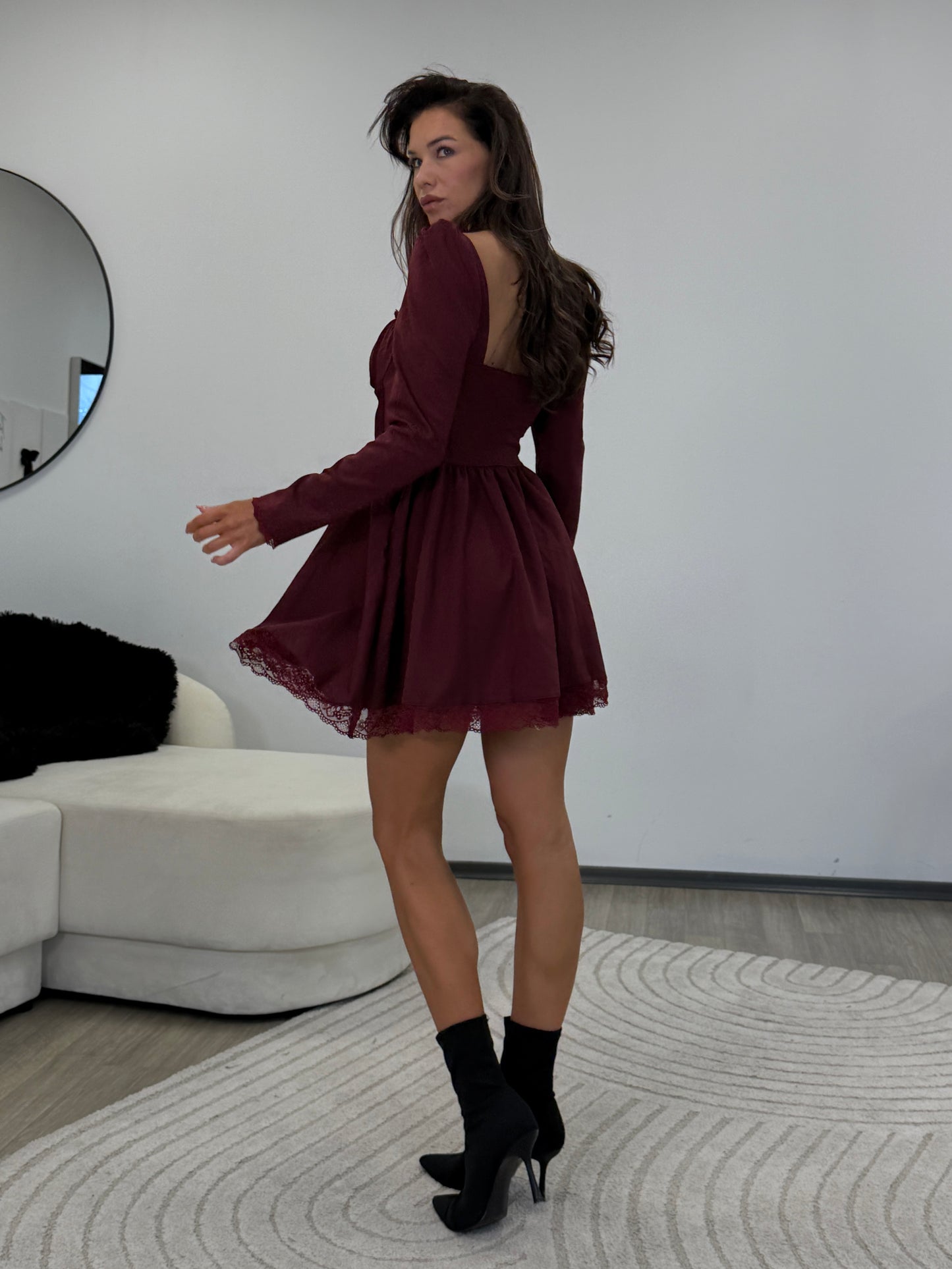 BORDO LACE MINI DRESS