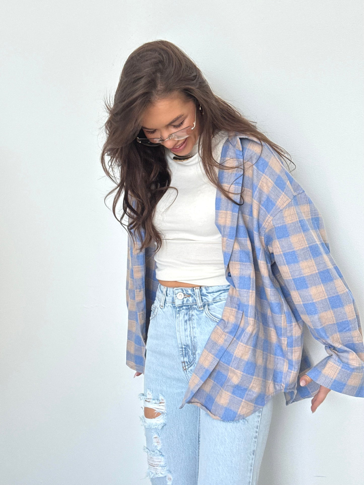 CHECKERED SHIRT “Blue&Cream”