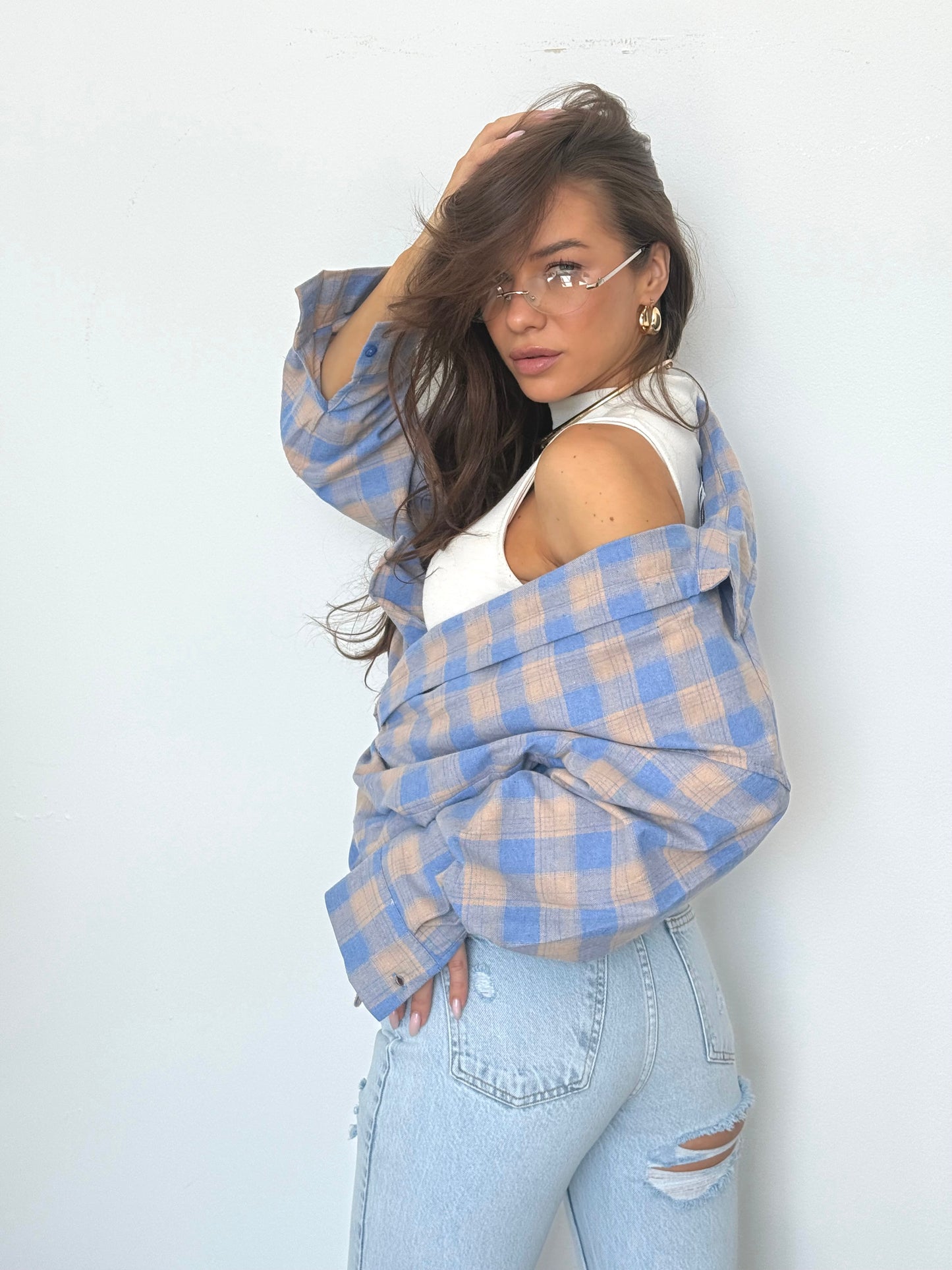 CHECKERED SHIRT “Blue&Cream”